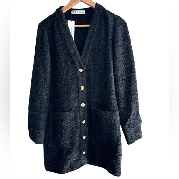 Zara tweeted mini dress in black - Picture 4 of 6